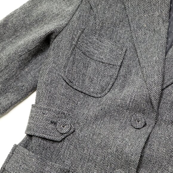 La Redoute Wool Blend Blazer Jacket Grey Herringbone Pattern Classic Ruffles - Picture 11 of 13